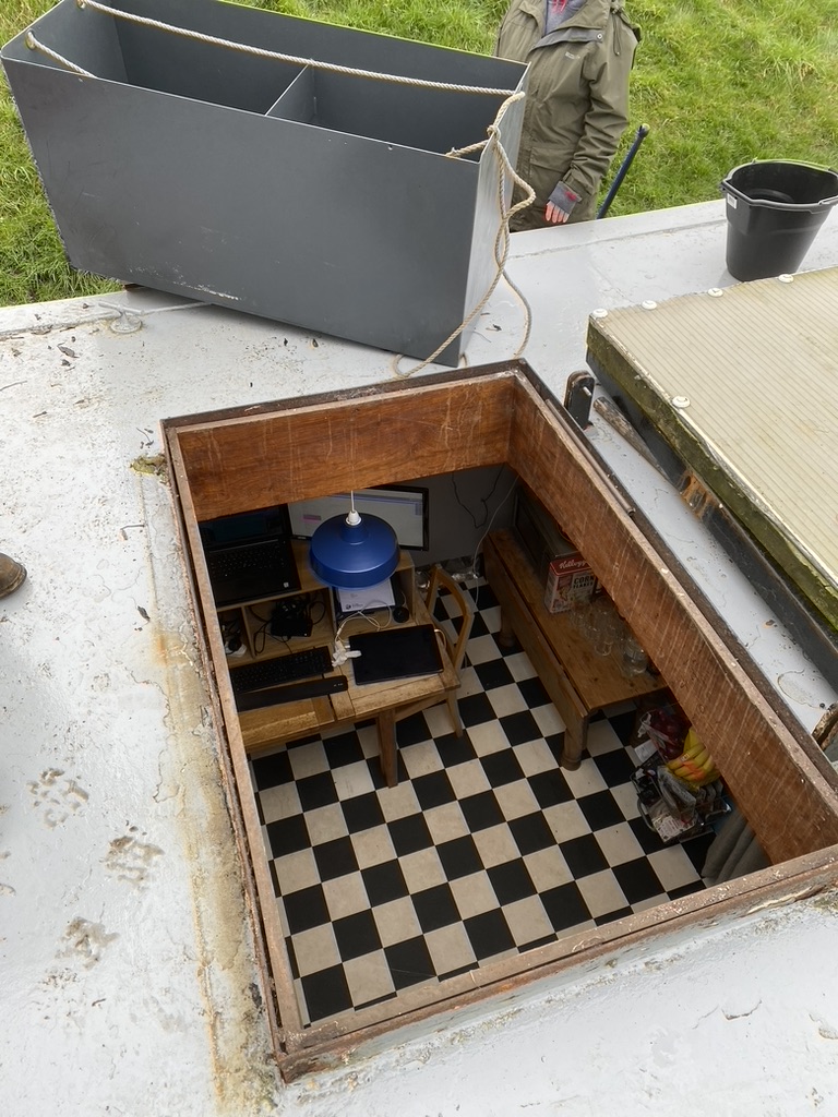 Preparing to lower the battery box