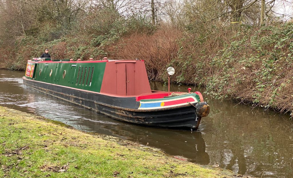 Andy steering down Stoke Locks, 29th January 2023