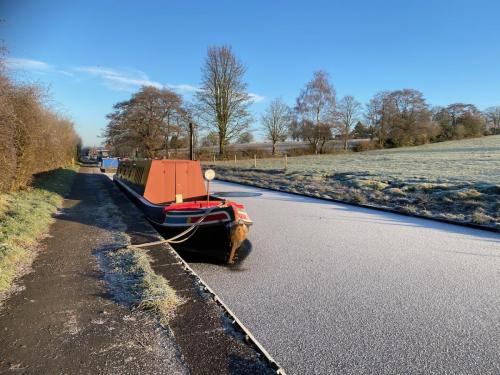 Moored in the ice at Park Lane, Endon